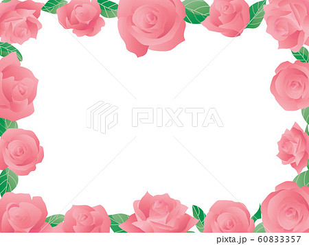 ピンクの薔薇フレームイラストのイラスト素材