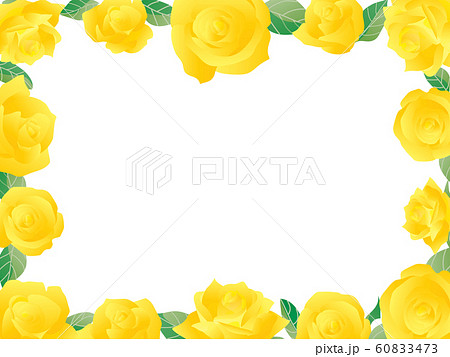 黄色いバラのフレームイラストのイラスト素材