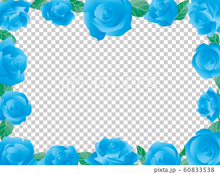 青いバラのフレームイラストのイラスト素材