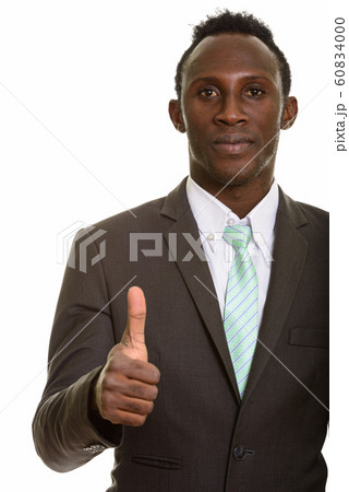 Young black African businessman giving thumb up 60834000