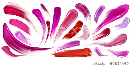 Smears of lipstick, nail polish, brush strokes set Smears of lipstick, nail polish, brush strokes set 60834449