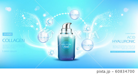 Hyaluronic acid collagen cosmetics bottle mock up. Hyaluronic acid collagen cosmetics bottle mock up. 60834700