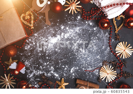 Close up plan black Christmas background for copy Close up plan black Christmas background for copy 60835543