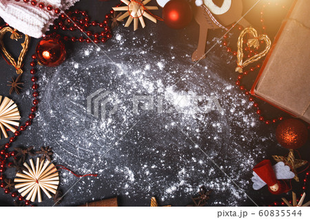 Close up plan black Christmas background for copy 60835544