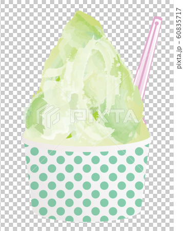 紙のカップに入った緑のジェラート 60835717