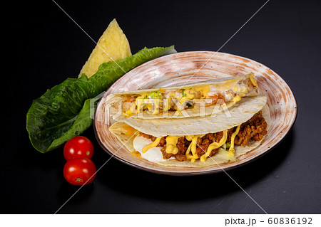 Taco with prawn and minced meat 60836192