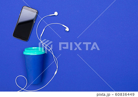 School and office supplies lie neatly on a blue background School and office supplies lie neatly on a blue background 60836449