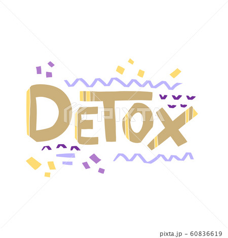 Detox lettering drawn in doodle style. Logo design with small details on a white background. 60836619