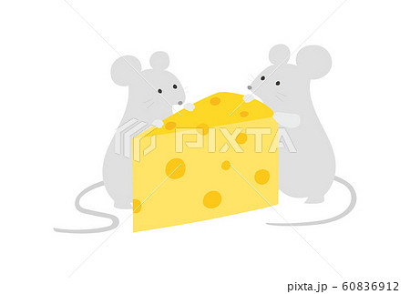 チーズを食べるネズミのイラスト素材