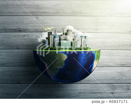 Urbanization concept with globe and city on 60837171
