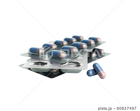 Pills Package Blister 3D illustration on white no 60837497
