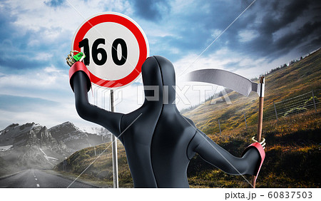 Concept of dangerous excess speed Death drawing a Concept of dangerous excess speed Death drawing a 60837503