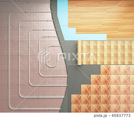 Concept of a warm floor The heating system is laid 60837773