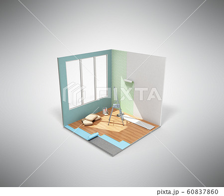 Concept of repair work isometric low poly home 60837860