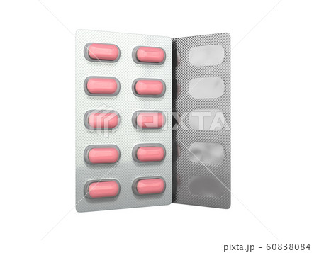 Pills Package Blister 3D illustration on white no 60838084