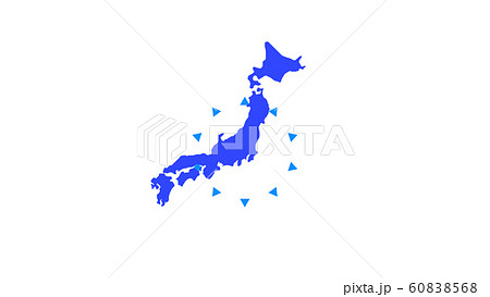 日本地図から三角形が広がるイメージ 60838568