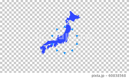 日本地図から三角形が広がるイメージ 60838568