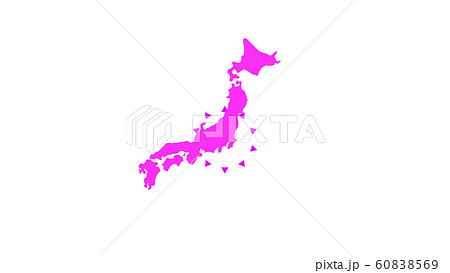 日本地図から三角形が広がるイメージ 60838569