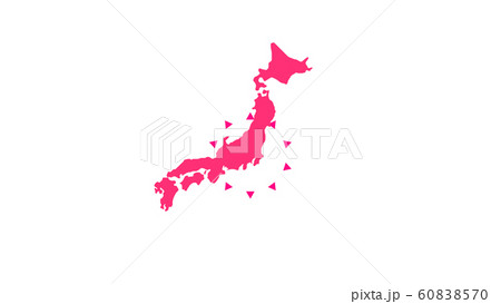 日本地図から三角形が広がるイメージ 日本地図から三角形が広がるイメージ 60838570