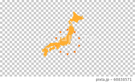日本地図から三角形が広がるイメージ 60838571