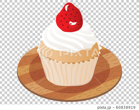 苺のカップケーキのイラストのイラスト素材 6019
