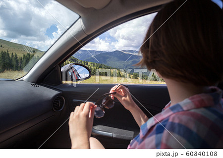 girl traveling in a car 60840108