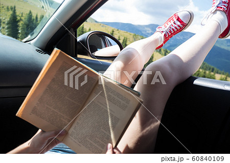 girl traveling in a car 60840109