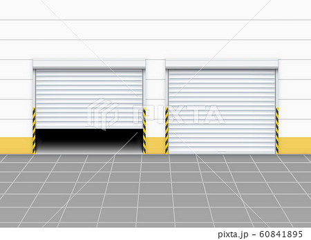 Warehouse or garage roller shutter door. Factory roller door entrance, floor building store shop 60841895