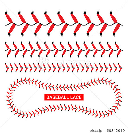 Baseball red lace seam thread. Base ball vector illustration lace stitch 60842010