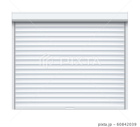 Rolling shutter door. Roller garage metal gate. Electric roll white window background shutter 60842039