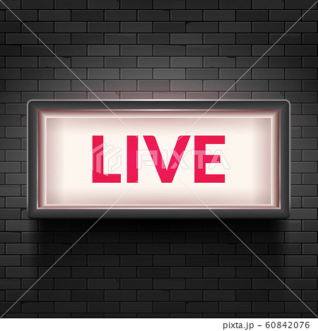 Live light broadcast sign. Tv radio studio live red box on air show icon 60842076