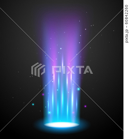 Portal light effect hologram. Magic circle teleport podium. Ufo swirl beam and ray energy funnel 60842260