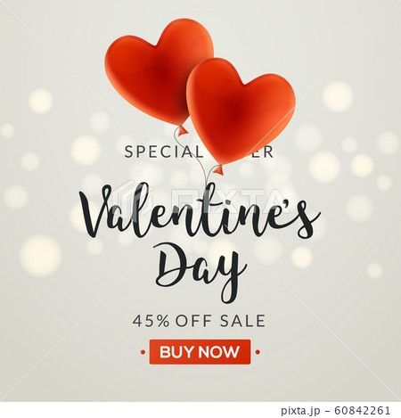 Valentines day sale vector banner background with hearts. Valentine discount holiday poster template Valentines day sale vector banner background with hearts. Valentine discount holiday poster template 60842261