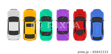 Vector car top view icon illustration. Vehicle flat isolated car icon 60842333