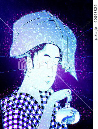 金魚鉢を下げる女 サイバーバージョンのイラスト素材