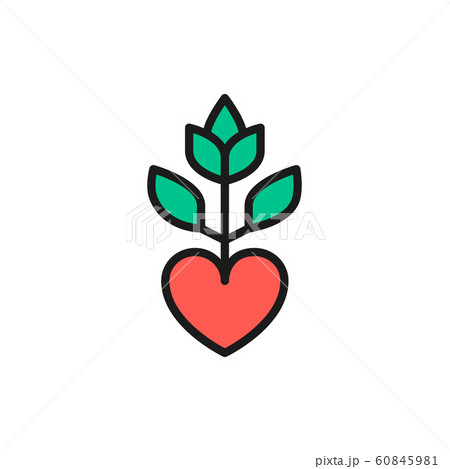 Herbs for the heart, herbal medicine flat color line icon. 60845981