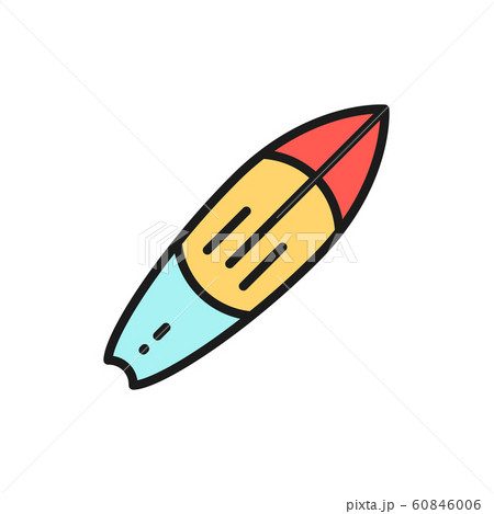 Surfboard, surf, surfing flat color line icon. Isolated on white background 60846006