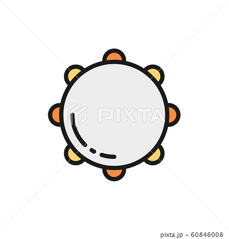 Tambourine, timbrel, percussion, musical instrument flat color line icon. Tambourine, timbrel, percussion, musical instrument flat color line icon. 60846008