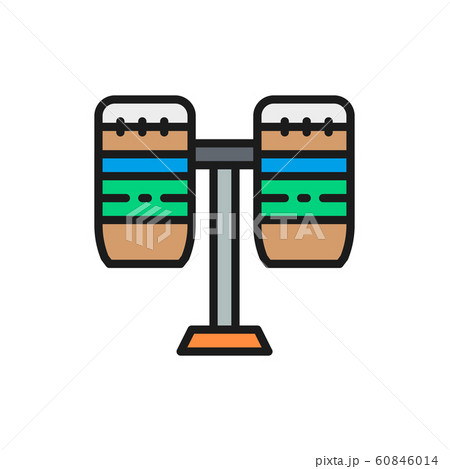 Brazilian drums, percussion, musical instrument flat color line icon. 60846014