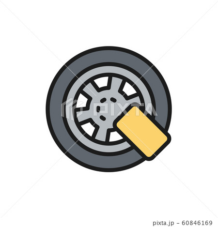 Car wheel lock flat color line icon. Isolated on white background Car wheel lock flat color line icon. Isolated on white background 60846169