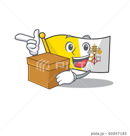 Flag vatican city Scroll cartoon character bringing a box