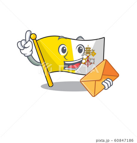 Happy face flag vatican city Scroll mascot design with envelope