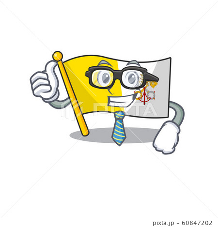 Cool Businessman flag vatican city Scroll cartoon character with glasses