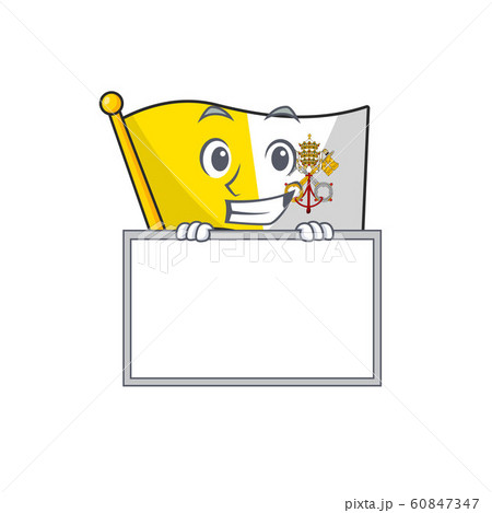 Flag vatican city Scroll cartoon character style grinning with board