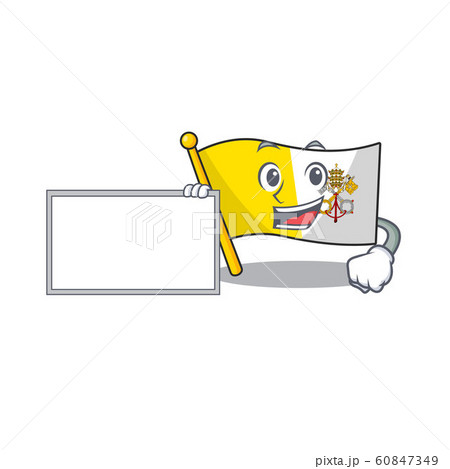 Flag vatican city Scroll with board cartoon mascot design style
