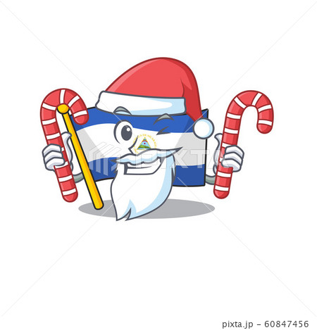 Happy flag nicaragua Scroll Cartoon character in Santa with candy Happy flag nicaragua Scroll Cartoon character in Santa with candy 60847456
