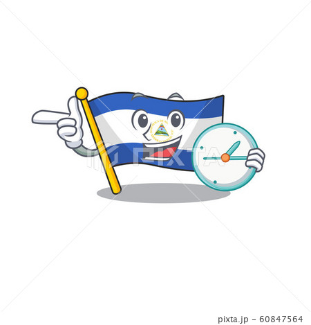 smiling flag nicaragua Scroll cartoon character style with clock smiling flag nicaragua Scroll cartoon character style with clock 60847564