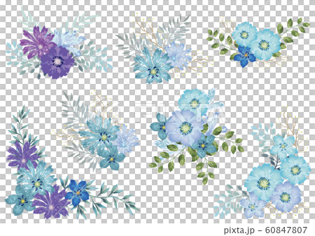 水彩風　花の素材セット 60847807
