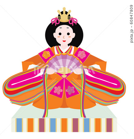 ひな祭りの女雛の雛人形のイラスト素材