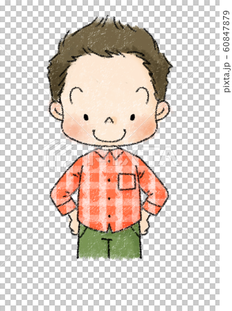 Boy upper body with hands on hips - Stock Illustration [60847879] - PIXTA